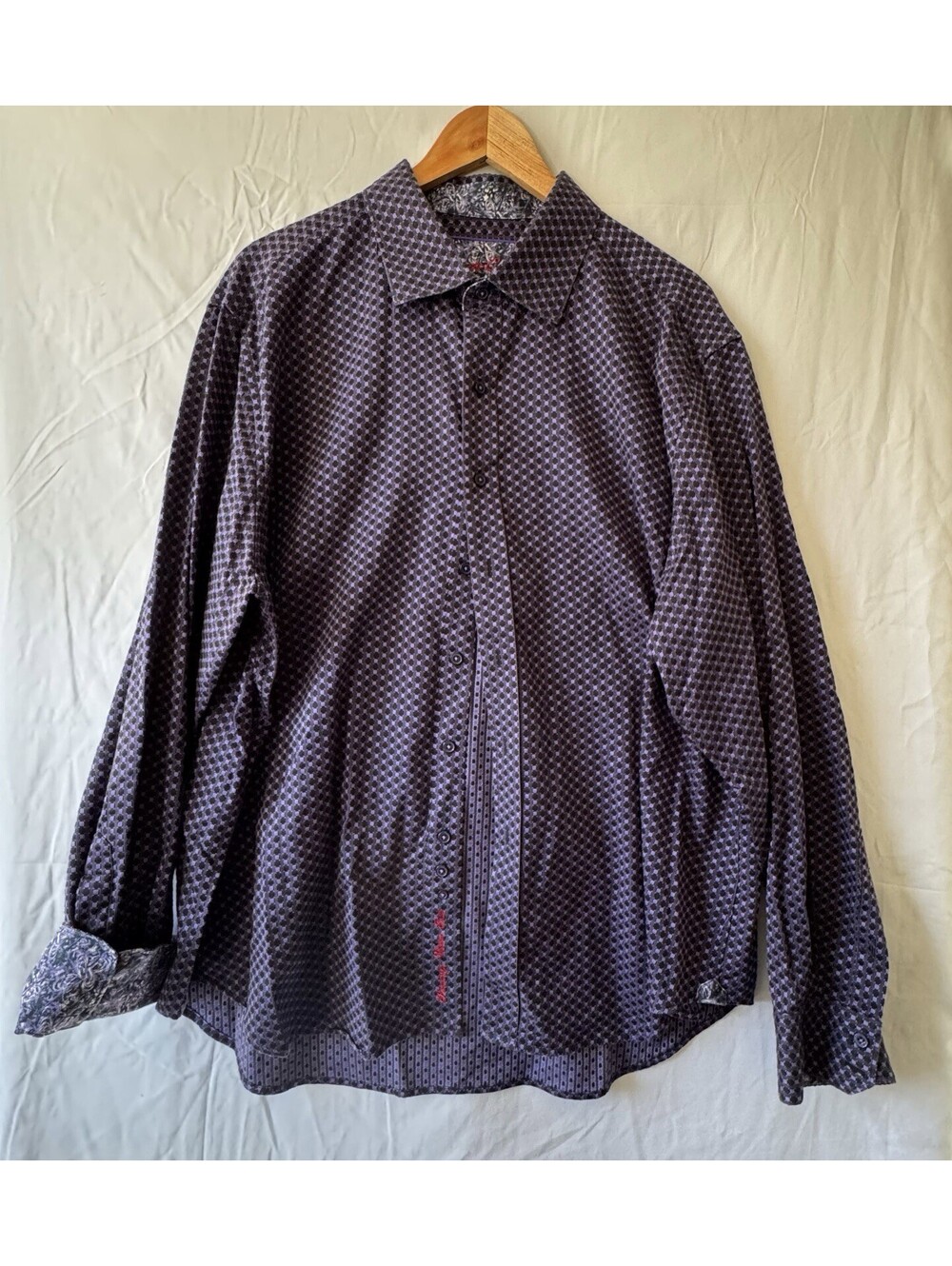 Robert Graham Shirt 3XL Purple Black Geo Classic Flip Cuff Paisley